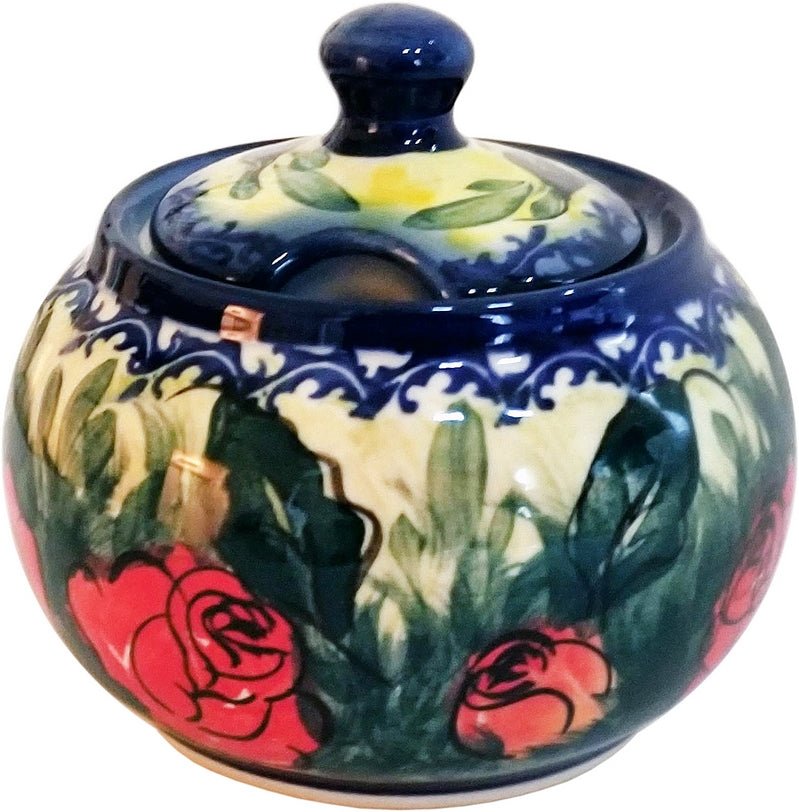 Boleslawiec Polish Pottery UNIKAT Sugar Bowl "Rose Garden"
