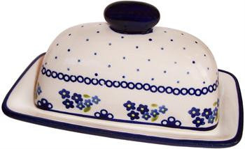 Polish Pottery American Style Butter DishForget-Me-Not