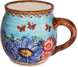 Boleslawiec Polish Pottery UNIKAT Coffee or Tea Bubble Mug 16 Oz "Blue Sky Meadow"