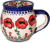 Boleslawiec Polish Pottery UNIKAT Coffee or Tea Bubble Mug 16 Oz "Poppy Field"