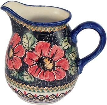Polish Pottery 1L Pitcher Water JugRed Garden