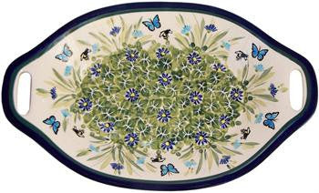 Polish Pottery Serving or Baking Dish with HandlesSerenity