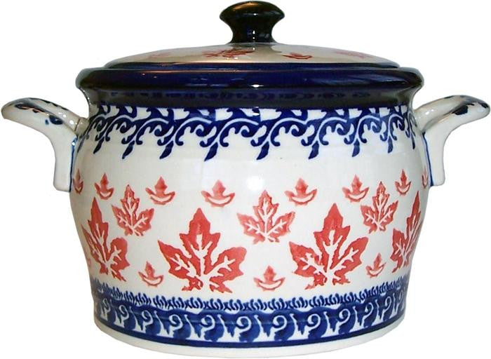 Boleslawiec Polish Pottery UNIKAT Baker Bean Pot "Maple Leaf"