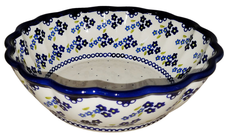 Boleslawiec Polish Pottery UNIKAT Medium Scalloped Serving Bowl "Forget Me Not"