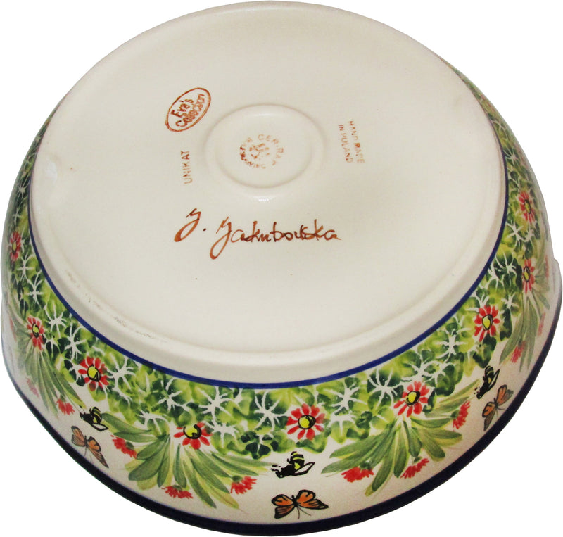 Boleslawiec Polish Pottery UNIKAT Large Serving Bowl with Handles "Spring"