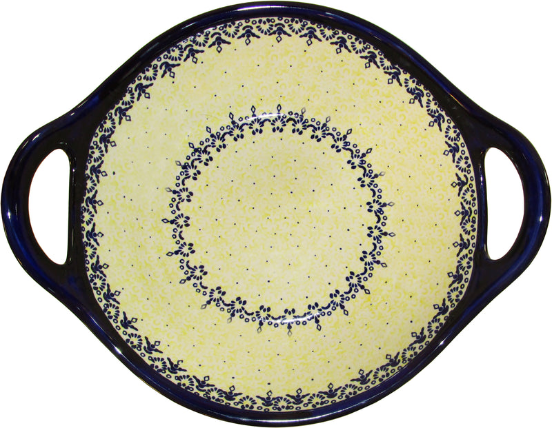Boleslawiec Polish Pottery UNIKAT Small Bowl with Handles "Lace"
