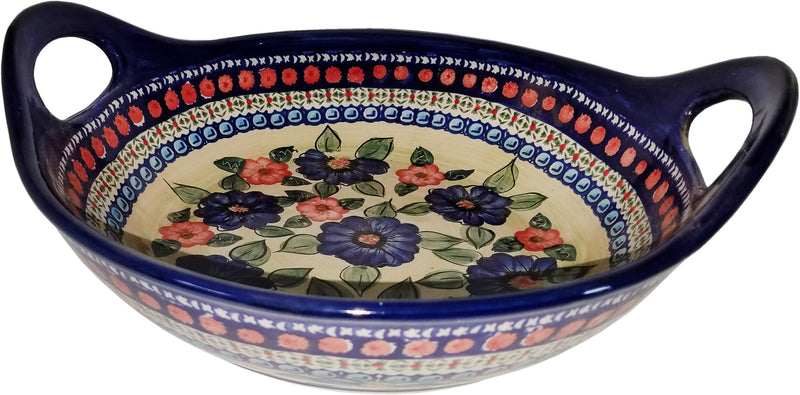 Boleslawiec Polish Pottery UNIKAT Large Serving  Bowl with Handles "Patricia"