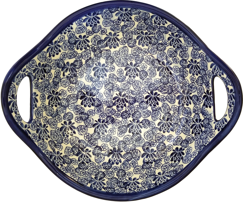 Boleslawiec Polish Pottery UNIKAT Large Serving  Bowl with Handles "Madeline"