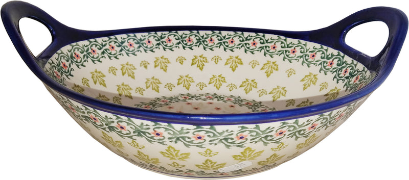 Boleslawiec Polish Pottery UNIKAT Medium Bowl with Handles "Vermont"