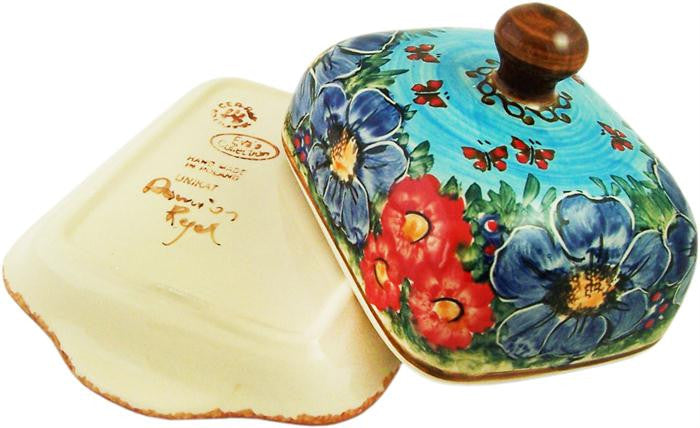 Boleslawiec Polish Pottery UNIKAT Butter Dish "Blue Sky Meadow"