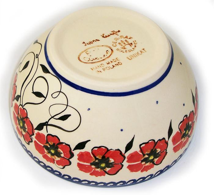 Boleslawiec Polish Pottery UNIKAT Cereal or Chili Serving Bowl "Jazzy"