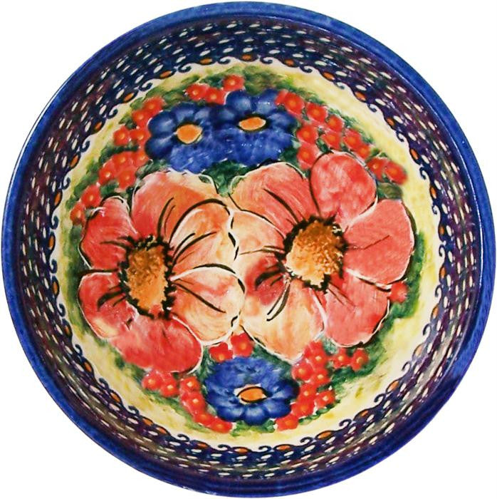 Boleslawiec Polish Pottery UNIKAT Cereal or Chili Serving Bowl "Flower Field"
