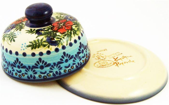 Boleslawiec Polish Pottery UNIKAT Covered Cheese or Butter Dish "Veronica"