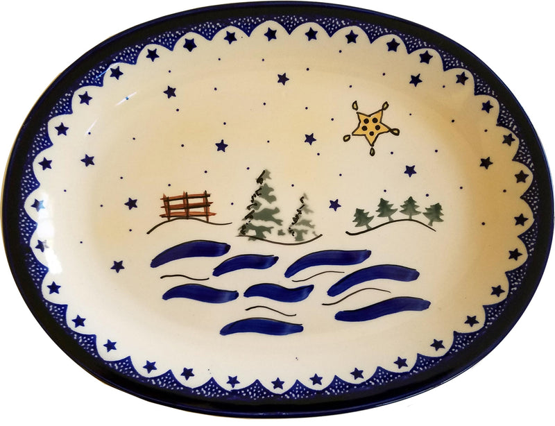 Boleslawiec Polish Pottery Christmas Serving Platter "Silent Night"