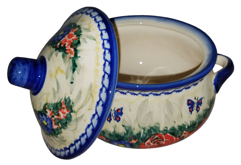 Boleslawiec Polish Pottery Stoneware UNIKAT Container or Baker "Wild Roses"