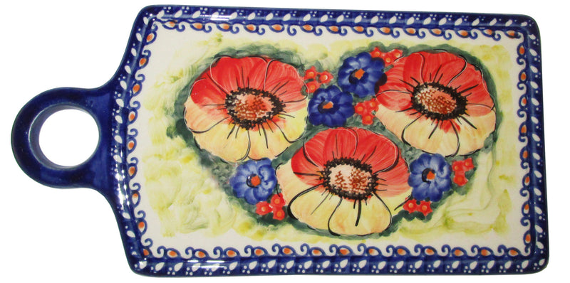 Boleslawiec Polish Pottery UNIKAT Cutting or Cheese Board Trivet "Flower Field"