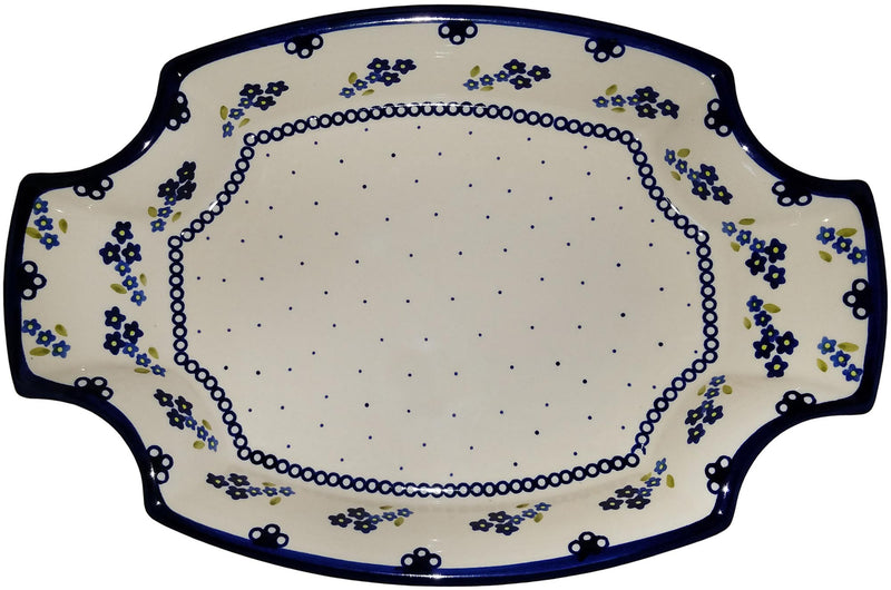 Polish Pottery Large Fancy Platter "Forget Me Not"