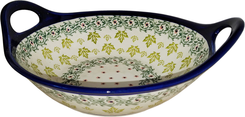 Boleslawiec Polish Pottery UNIKAT Large Bowl with Handles "Vermont"