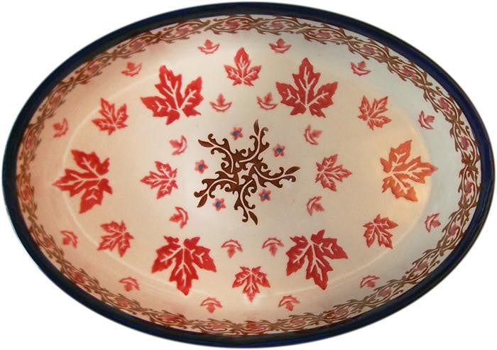 Boleslawiec Polish Pottery UNIKAT Large Oval Baker "Autumn"