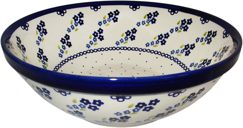 Boleslawiec Polish Pottery UNIKAT Large Serving or Mixing Bowl "Forget Me Not"
