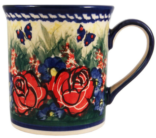 Boleslawiec Polish Pottery UNIKAT Coffee or Tea Mug "Wild Roses"