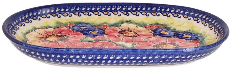 Boleslawiec Polish Pottery UNIKAT 11" long Serving Platter "Flower Field"