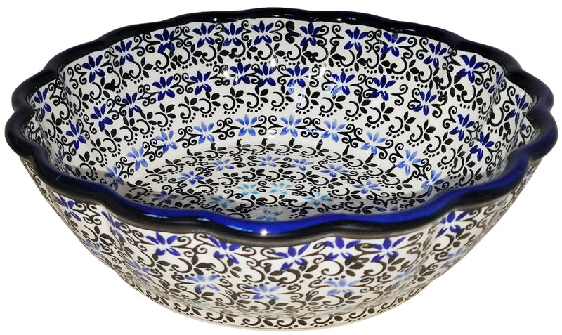 Boleslawiec Polish Pottery UNIKAT Medium Scalloped Serving Bowl "Martina"