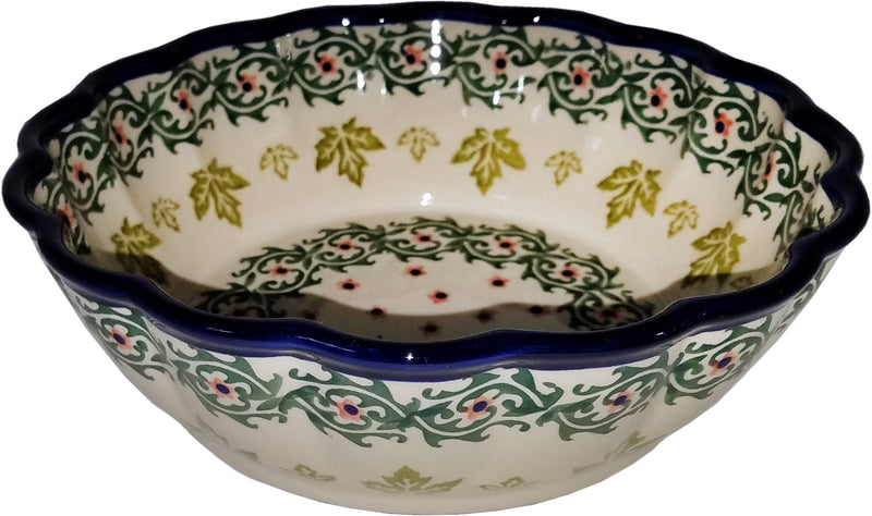 Boleslawiec Polish Pottery UNIKAT Medium Scalloped Serving Bowl "Vermont"