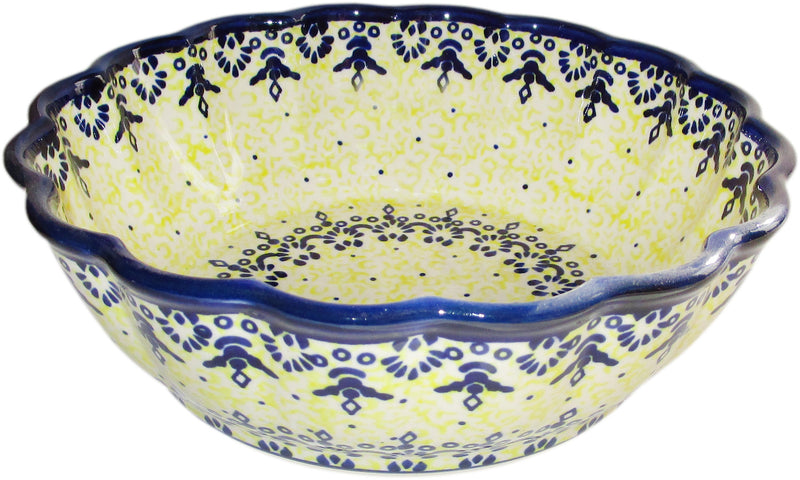 Boleslawiec Polish Pottery UNIKAT Medium Scalloped Serving Bowl "Lace"