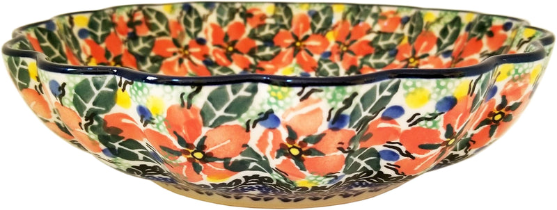 Boleslawiec Polish Pottery Ceramika Artystyczna UNIKAT 2195 8.5" Scalloped Serving Bowl