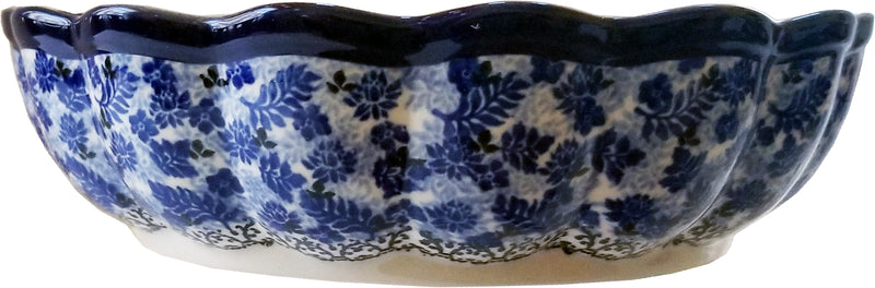 Boleslawiec Polish Pottery Ceramika Artystyczna 1976 9.5" Scalloped Serving Bowl