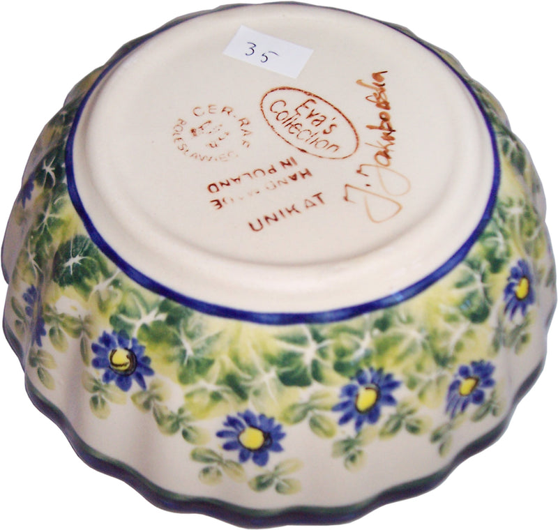 Boleslawiec Polish Pottery UNIKAT Medium Scalloped Bowl "Serenity"