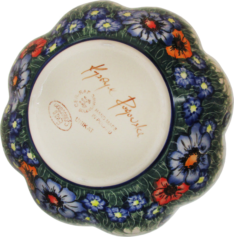 Boleslawiec Polish Pottery UNIKAT XLarge Scalloped Bowl "Wild Field"