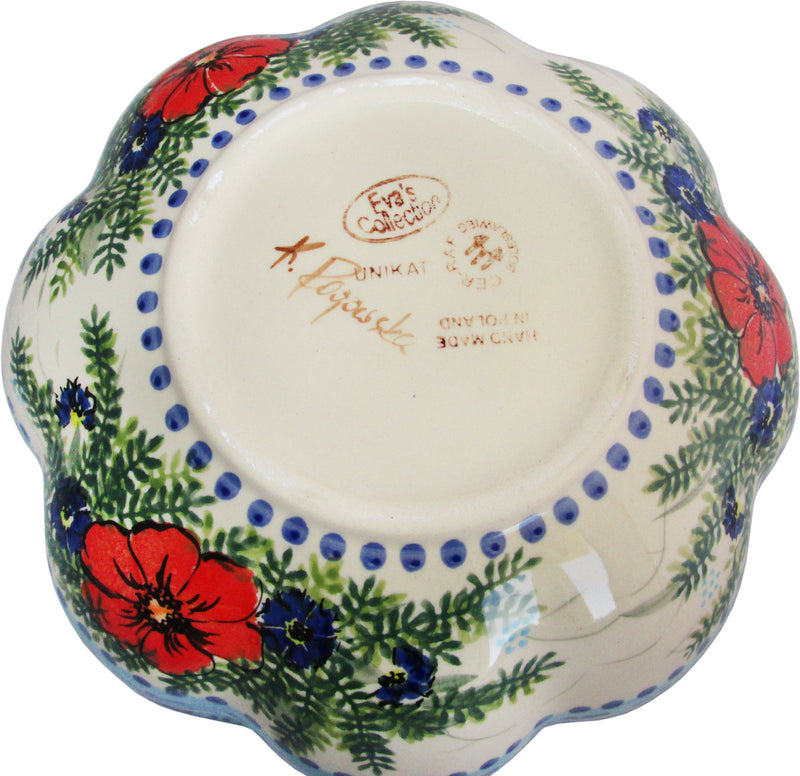Boleslawiec Stoneware Polish Pottery UNIKAT XLarge Scalloped Bowl "Veronica"