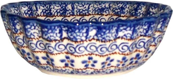 Boleslawiec Polish Pottery UNIKAT Medium Scalloped Bowl "Blue Garden"
