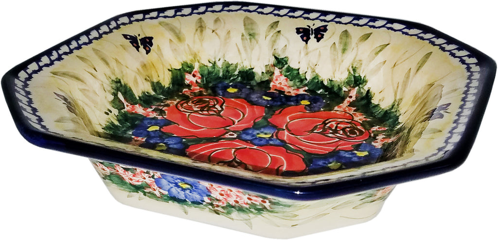 Boleslawiec Polish Pottery Unikat Square Serving Bowl Lotus Symphony