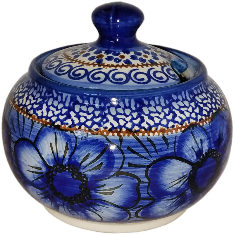 Boleslawiec Polish Pottery UNIKAT Sugar Bowl "Blue Garden"