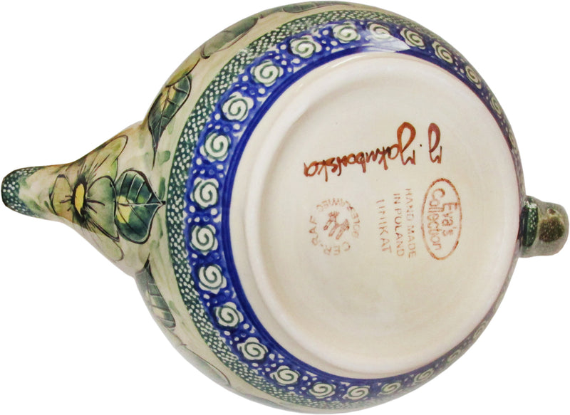 Boleslawiec Polish Pottery UNIKAT Teapot Coffee Pot "Green Garden"