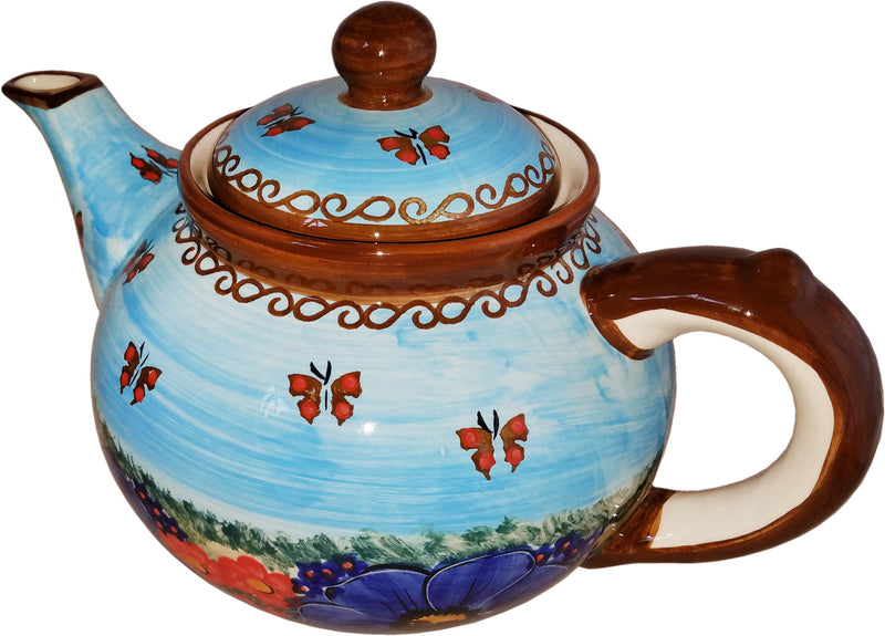 Boleslawiec Polish Pottery UNIKAT Teapot Coffee Pot "Blue Sky Meadow"