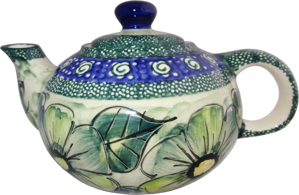 Boleslawiec Polish Pottery UNIKAT Teapot Coffee Pot "Green Garden"