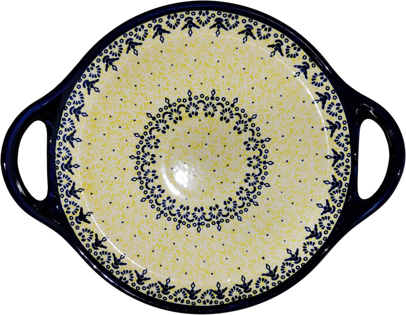 Polish Pottery Round Tray with Handles "Lace"