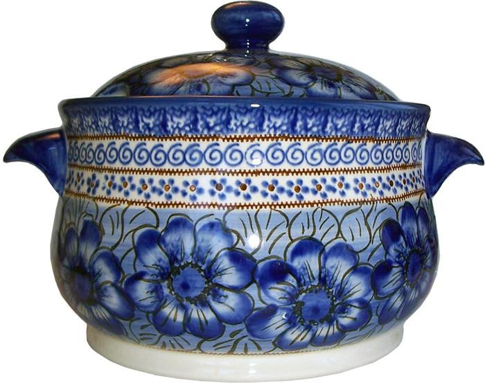 Boleslawiec Polish Pottery Soup Tureen or Baker "Blue Garden"