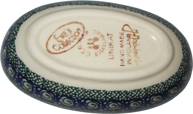 Boleslawiec Polish Pottery UNIKAT XSmall Oval Baking Dish "Green Garden"