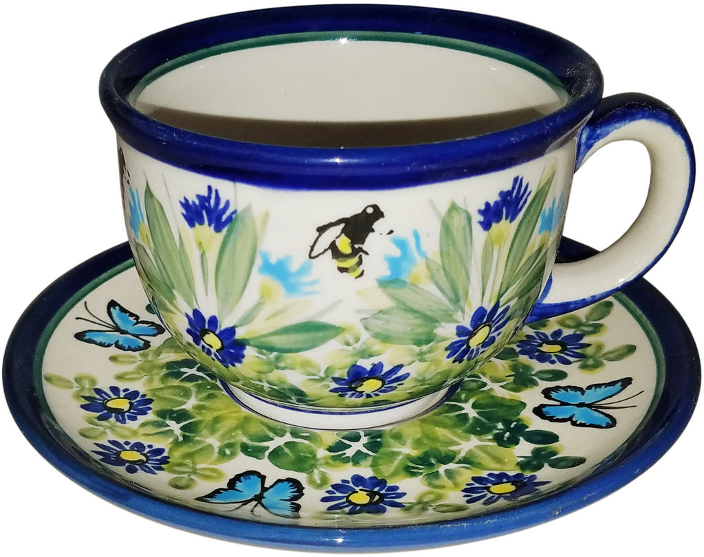 Boleslawiec Polish Pottery Cup and Saucer