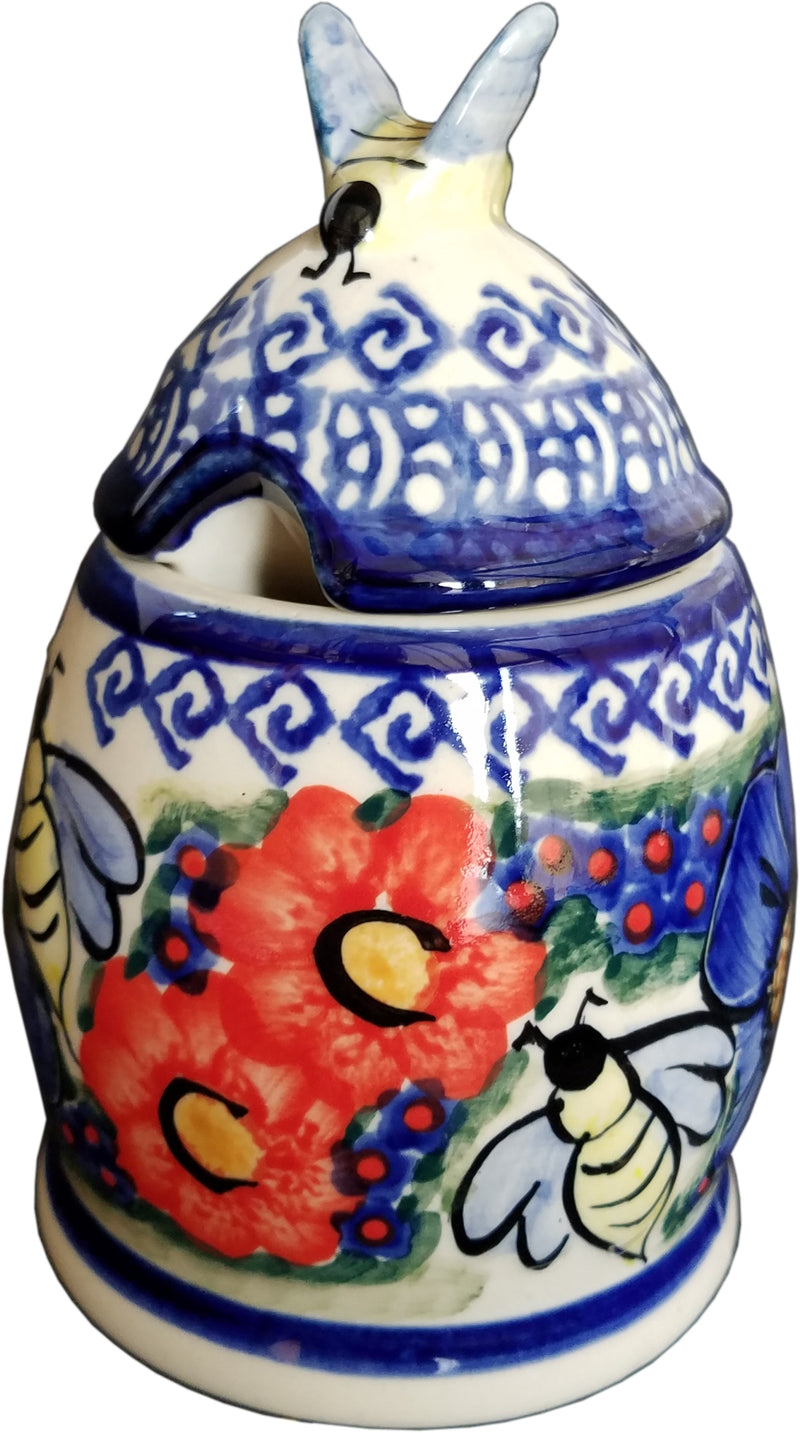 Boleslawiec Polish Pottery UNIKAT Honey Pot or Jam Jar "Isabelle"