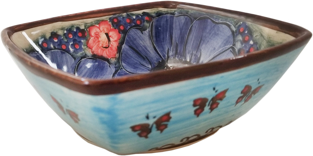 Boleslawiec Polish Pottery Unikat Serving or Ice Cream Square Bowl "Veronica"